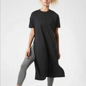 Athleta Black Sedona Slit Sweatshirt Dress